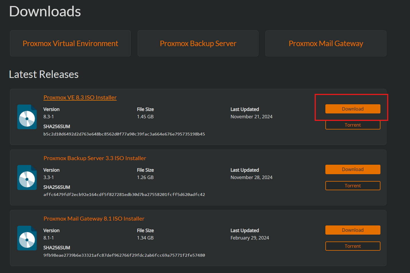 Proxmox Interface